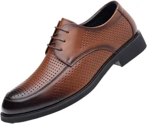 Men's Leather Shoes British Style Cowhide Soft Soled Comfortable Orthopedic Dress Shoes for Wedding Business and Casual Wear