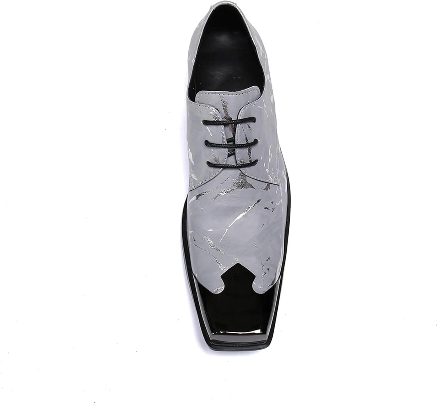 Men's Leather Shoes, Business Casual Men's Simple Print Square Toe Dress Lace-Up Shoes, Barber Host Nightclub Stage Wedding Party Banquet Prom Uniform Office Work Shoes