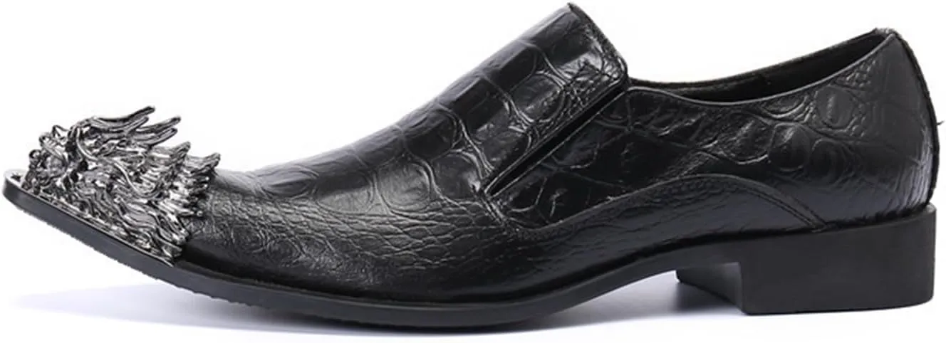 Men's Leather Shoes, Business Casual Simple Plaid Pointed Toe Men's Dress Shoes, Wedding Party Banquet Nightclub Stage Host Barber Uniform Office Work Shoes