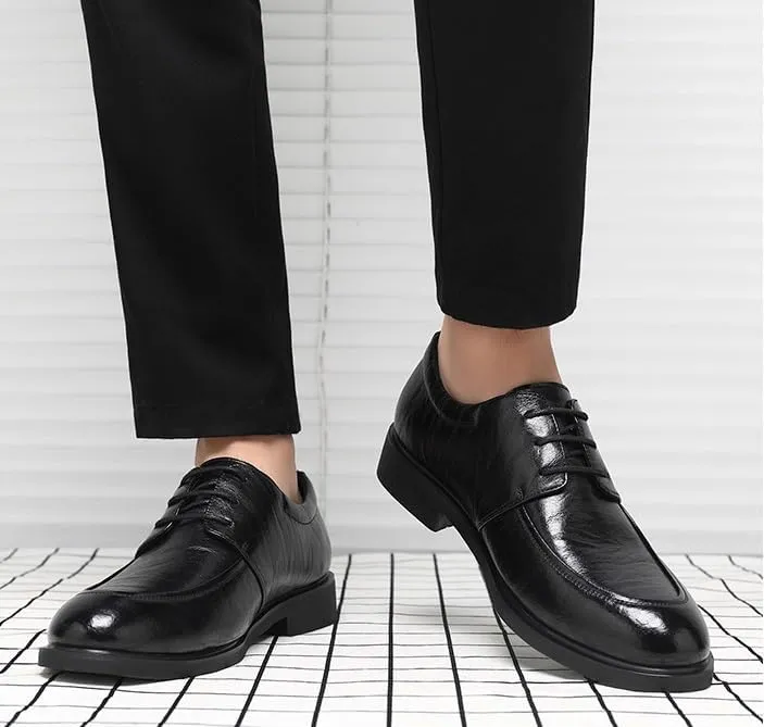 Mens Leather Shoes Luxury Slip-on Dress Shoes Wedding Breathable Business Oxford Derby