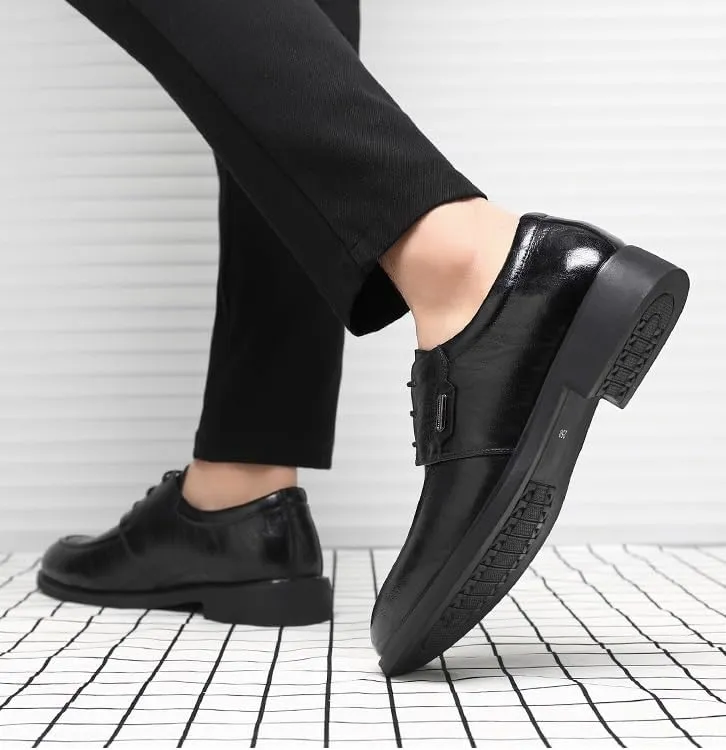 Mens Leather Shoes Luxury Slip-on Dress Shoes Wedding Breathable Business Oxford Derby