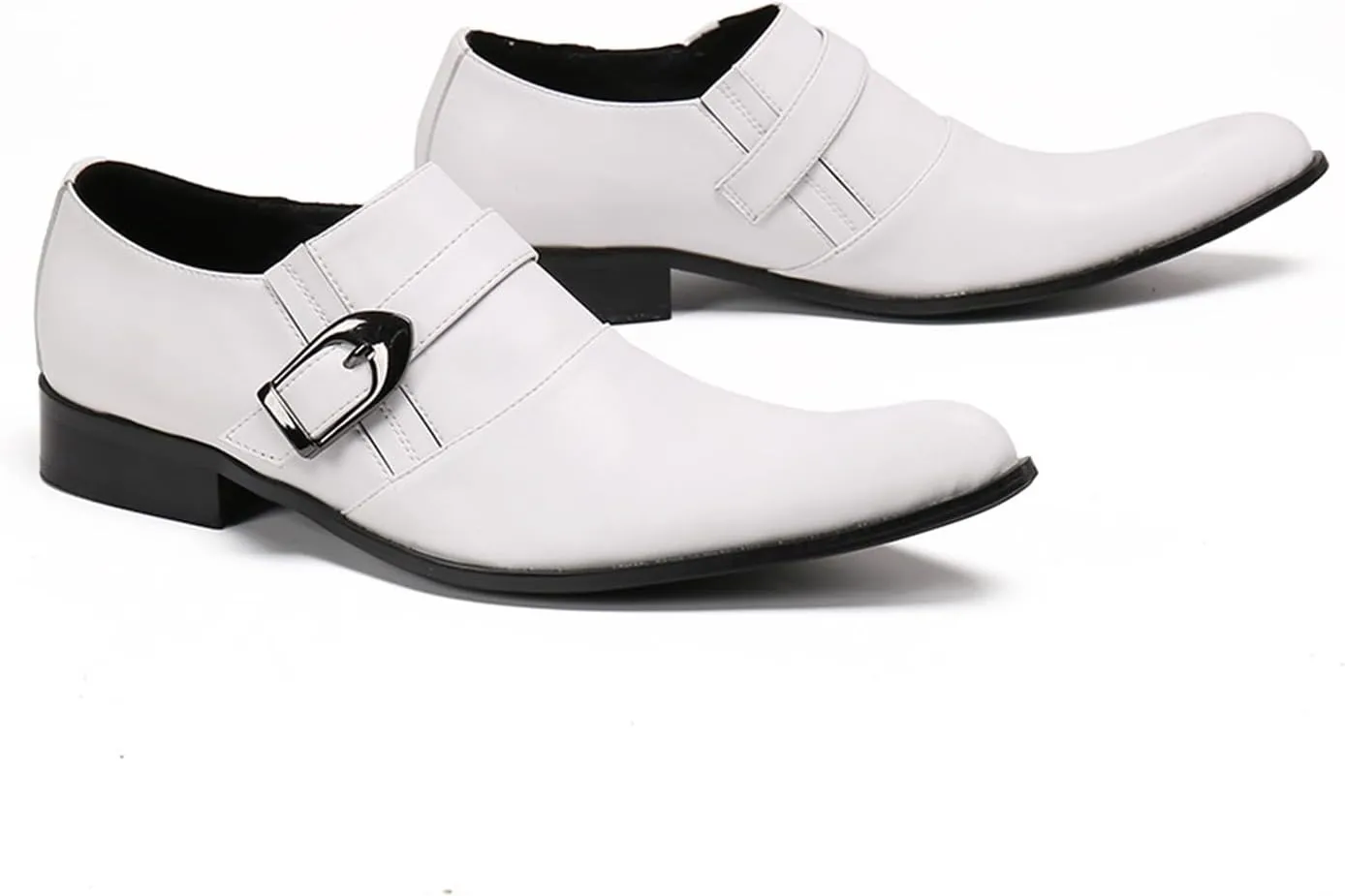 Men's Leather Shoes, Men's White Simple Business Casual Dress Shoes, Wedding Party Banquet Nightclub Stage Host Barber Uniform Office Work Shoes