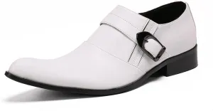 Men's Leather Shoes, Men's White Simple Business Casual Dress Shoes, Wedding Party Banquet Nightclub Stage Host Barber Uniform Office Work Shoes
