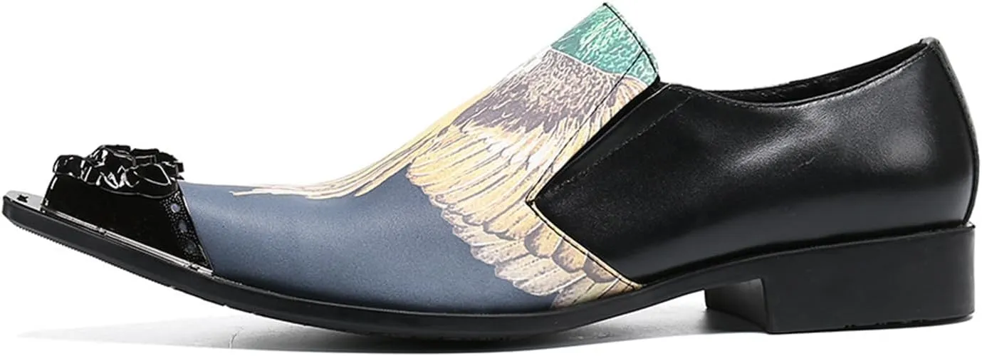 Men's Leather Shoes, Simple British Style Print Men's Dress Shoes, Wedding Party Banquet Nightclub Stage Host Barber Uniform Office Work Shoes