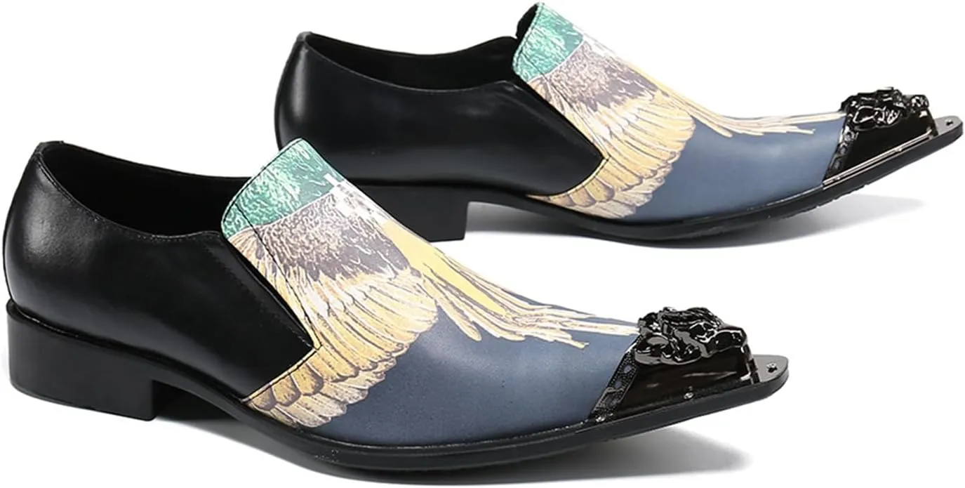 Men's Leather Shoes, Simple British Style Print Men's Dress Shoes, Wedding Party Banquet Nightclub Stage Host Barber Uniform Office Work Shoes