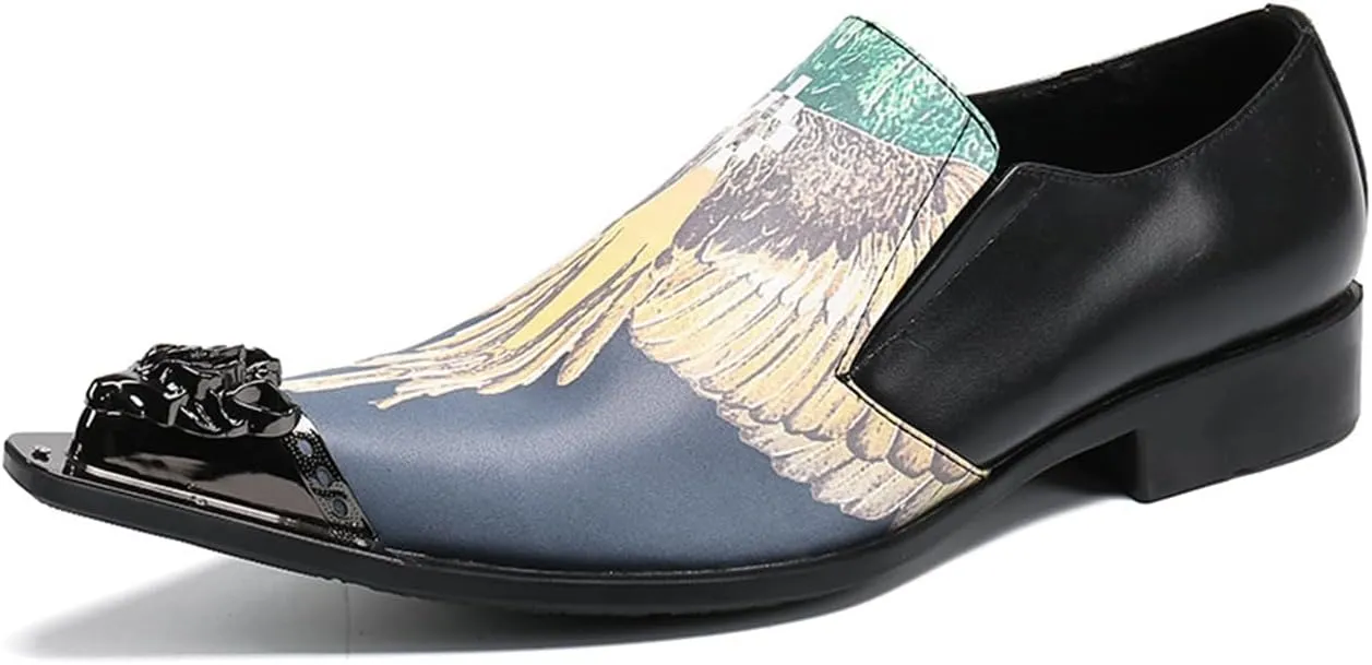 Men's Leather Shoes, Simple British Style Print Men's Dress Shoes, Wedding Party Banquet Nightclub Stage Host Barber Uniform Office Work Shoes