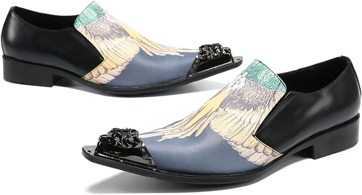 Men's Leather Shoes, Simple British Style Print Men's Dress Shoes, Wedding Party Banquet Nightclub Stage Host Barber Uniform Office Work Shoes