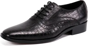 Men's Leather Shoes, Simple Business Plaid Pattern Men's Dress Lace-Up Shoes, Barber Host Nightclub Stage Wedding Party Banquet Prom Uniform Office Work Shoes