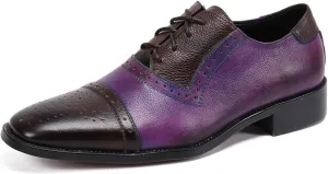 Men's Leather Shoes, Simple Color Matching Men's Dress Lace-Up Shoes, Barber Host Nightclub Stage Wedding Party Banquet Prom Uniform Office Work Shoes