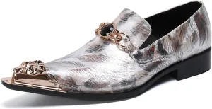 Men's Leather Shoes, Simple Graffiti British Casual Men's Dress Shoes, Wedding Party Banquet Nightclub Stage Host Barber Uniform Office Work Shoes