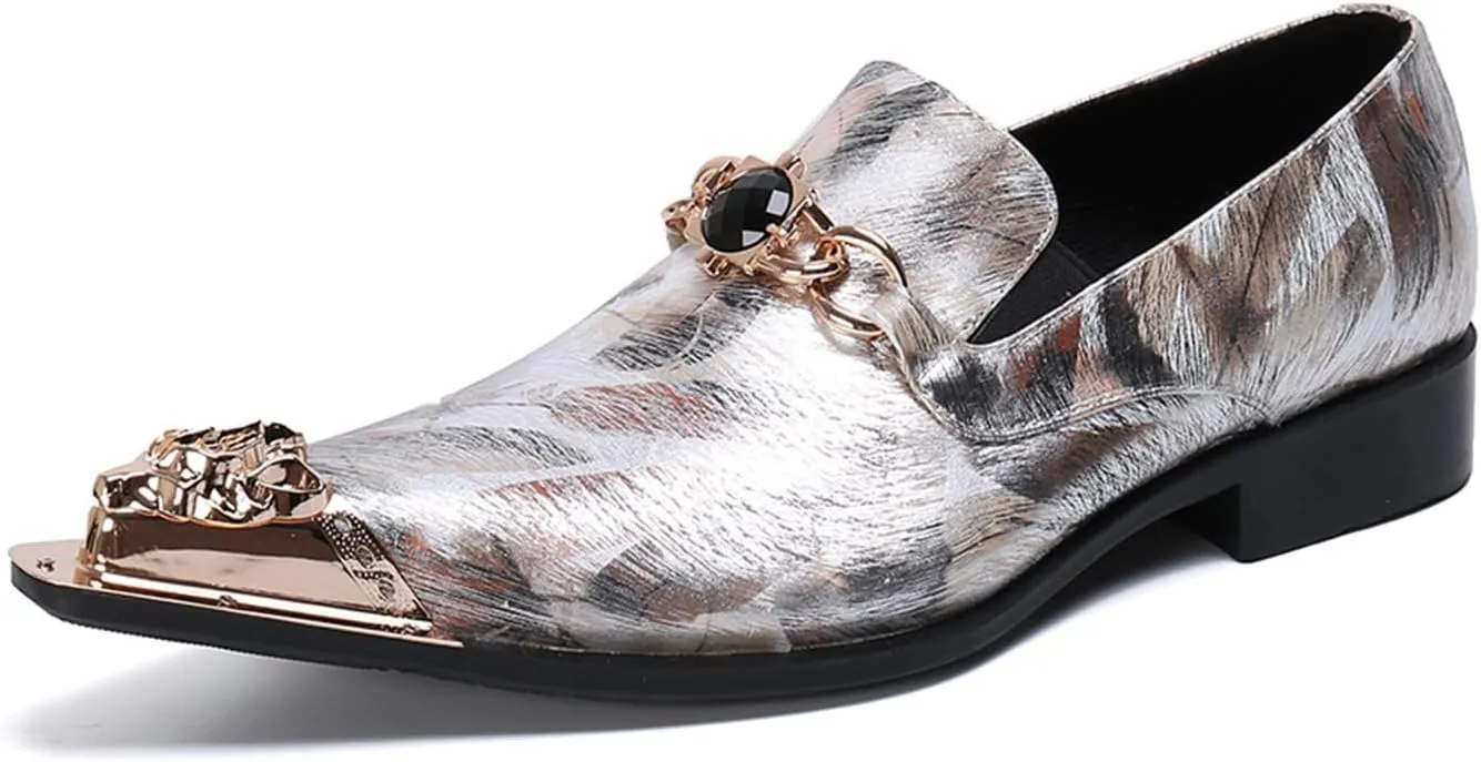 Men's Leather Shoes, Simple Graffiti British Casual Men's Dress Shoes, Wedding Party Banquet Nightclub Stage Host Barber Uniform Office Work Shoes