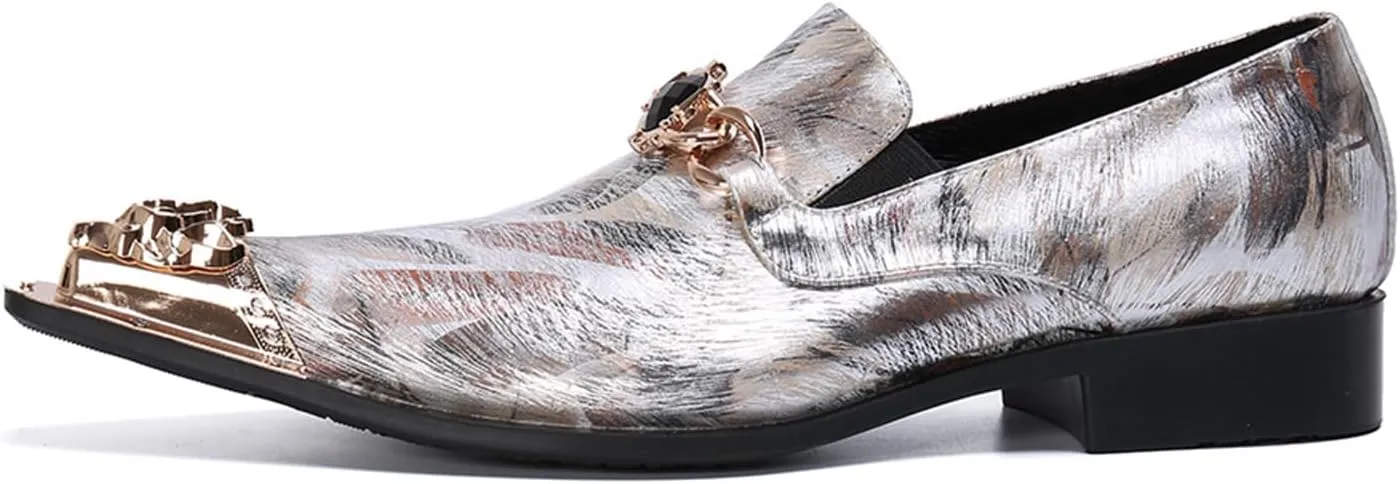 Men's Leather Shoes, Simple Graffiti British Casual Men's Dress Shoes, Wedding Party Banquet Nightclub Stage Host Barber Uniform Office Work Shoes