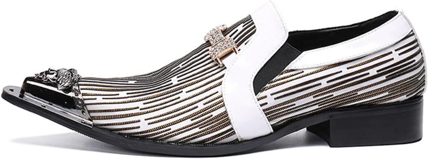 Men's Leather Shoes, Simple Lines Stitching Pointed Toe Men's Dress Shoes, Wedding Party Banquet Nightclub Host Barber Stage Uniform Office Shoes