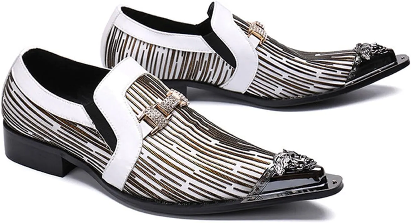 Men's Leather Shoes, Simple Lines Stitching Pointed Toe Men's Dress Shoes, Wedding Party Banquet Nightclub Host Barber Stage Uniform Office Shoes