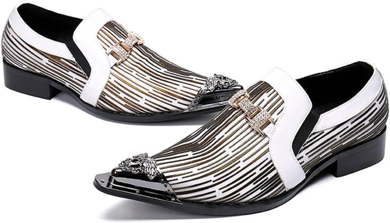 Men's Leather Shoes, Simple Lines Stitching Pointed Toe Men's Dress Shoes, Wedding Party Banquet Nightclub Host Barber Stage Uniform Office Shoes