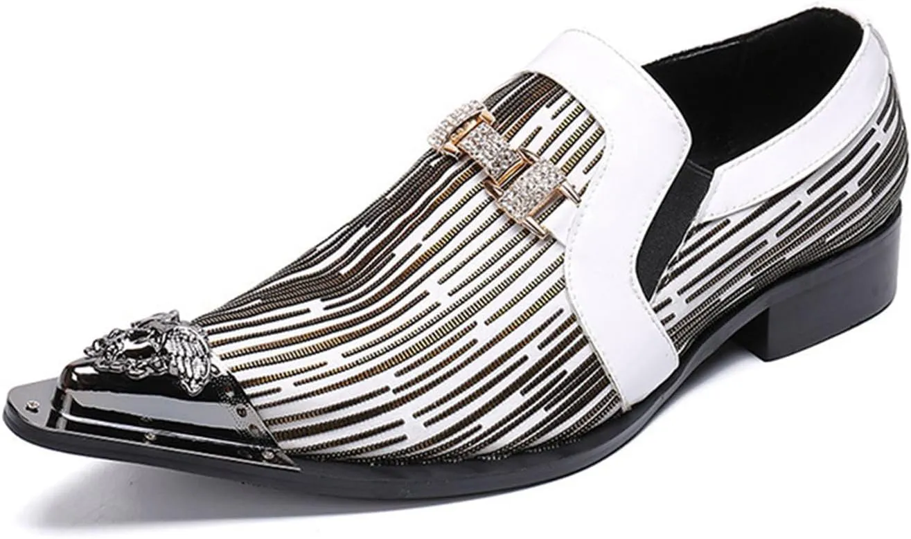 Men's Leather Shoes, Simple Lines Stitching Pointed Toe Men's Dress Shoes, Wedding Party Banquet Nightclub Host Barber Stage Uniform Office Shoes