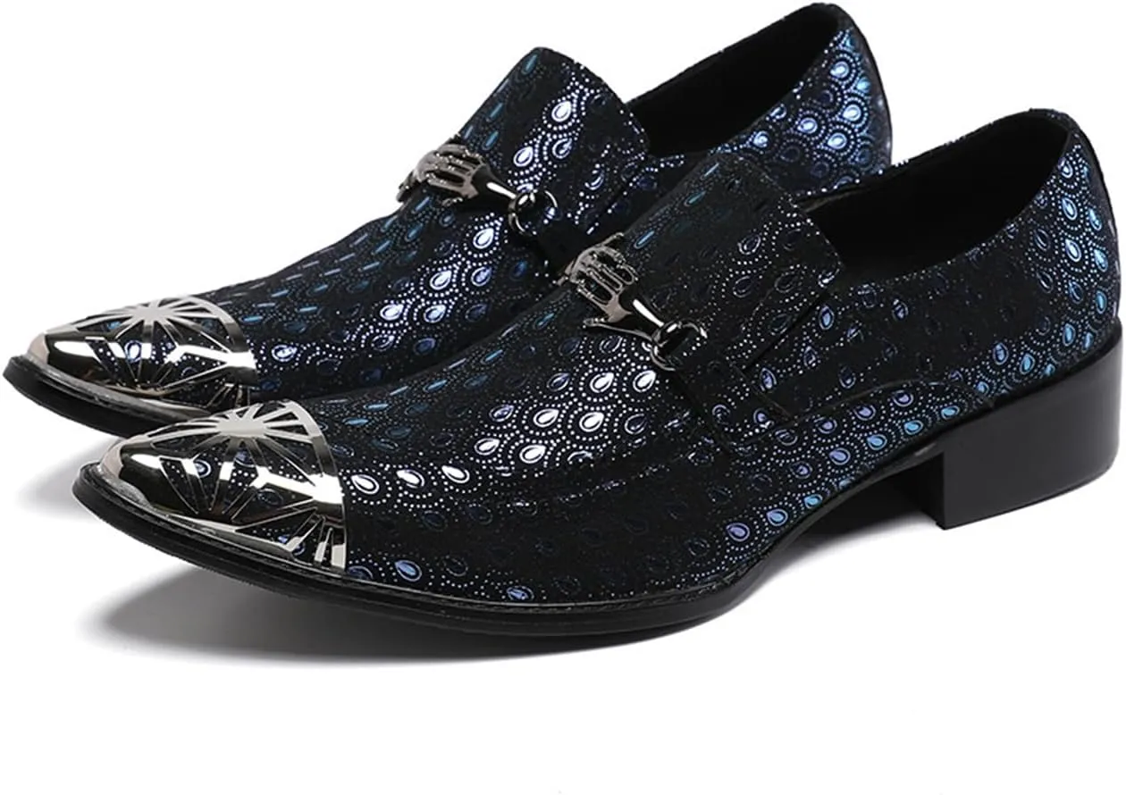 Men's Leather Shoes, Simple Pointed Toe Casual Plaid Pattern Men's Dress Shoes, Wedding Party Banquet Nightclub Stage Host Barber Uniform Office Work Shoes