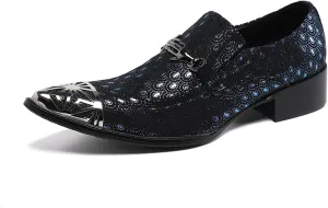 Men's Leather Shoes, Simple Pointed Toe Casual Plaid Pattern Men's Dress Shoes, Wedding Party Banquet Nightclub Stage Host Barber Uniform Office Work Shoes