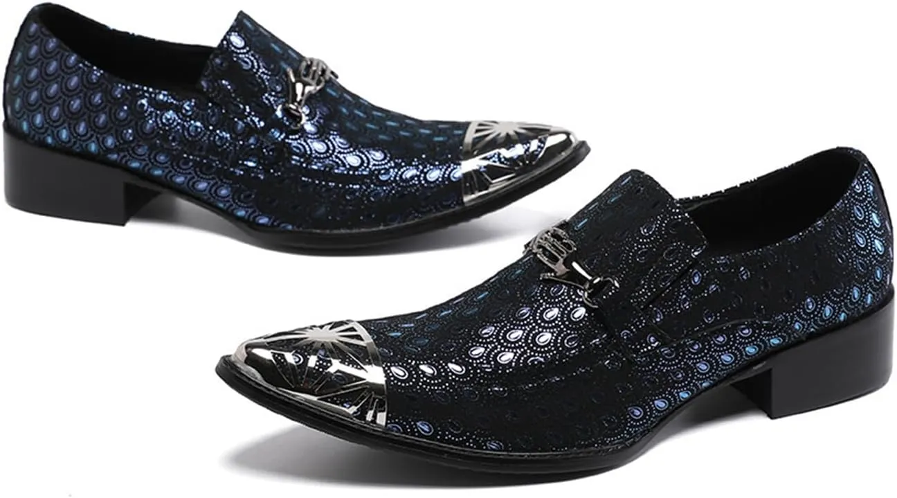 Men's Leather Shoes, Simple Pointed Toe Casual Plaid Pattern Men's Dress Shoes, Wedding Party Banquet Nightclub Stage Host Barber Uniform Office Work Shoes