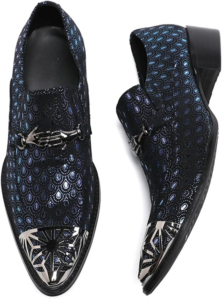 Men's Leather Shoes, Simple Pointed Toe Casual Plaid Pattern Men's Dress Shoes, Wedding Party Banquet Nightclub Stage Host Barber Uniform Office Work Shoes