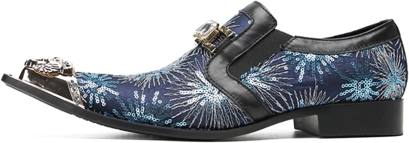 Men's Leather Shoes, Simple Sequin Stripes Men's Dress Shoes, Wedding Party Banquet Nightclub Stage Host Barber Uniform Office Work Shoes