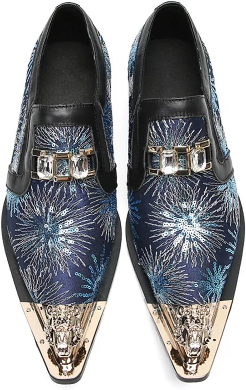 Men's Leather Shoes, Simple Sequin Stripes Men's Dress Shoes, Wedding Party Banquet Nightclub Stage Host Barber Uniform Office Work Shoes
