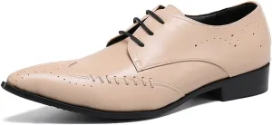 Men's Leather Shoes, Simple Solid Color British Style Men's Dress Lace-Up Shoes, Barber Host Nightclub Stage Wedding Party Banquet Prom Uniform Office Work Shoes