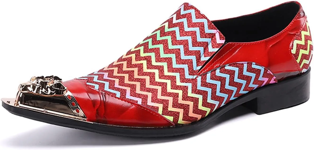 Men's Leather Shoes, Simple Striped Pointed Toe Men's Dress Shoes, Wedding Party Banquet Nightclub Stage Host Barber Uniform Office Work Shoes