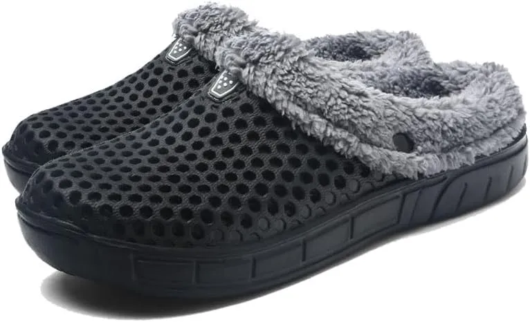 men's Lined Clog Breathable Mesh Lining Indoor Outdoor Walking Garden Clogs Winter Slippers