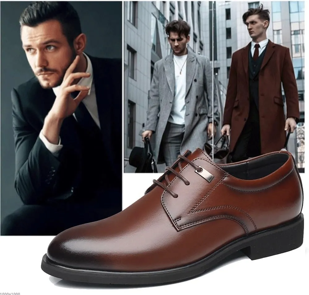Men's Orthopedic Comfort Dress Shoes Classic Lace-up Formal Tuxedo Shoes Genuine Leather Casual Footwear