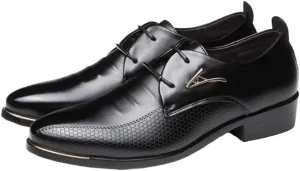 Mens Orthopedic Dress Shoes Leather Oxford Business Formal Lace Up Pointed Toe Comfortable Classic Style Shoes for Men