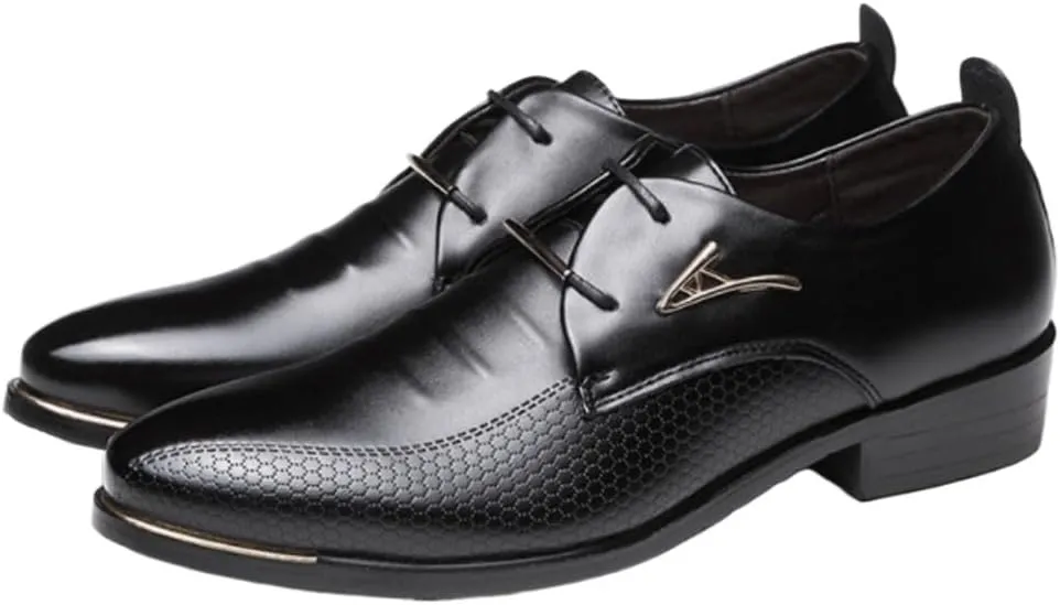 Mens Orthopedic Dress Shoes Leather Oxford Business Formal Lace Up Pointed Toe Comfortable Classic Style Shoes for Men