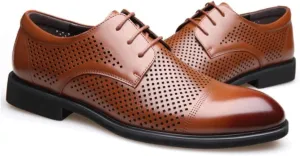 Mens Oxford Dress Shoes Business Lace Up Cap Toe Breathable PU Leather Anti Slip Low Top Comfortable Formal Shoes