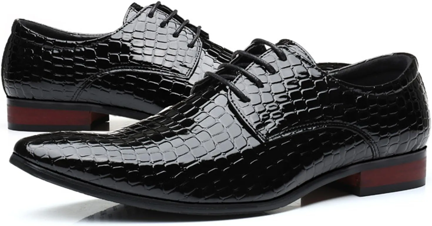 Men's Oxford Dress Shoes Premium Real Leather Brogue Shoes Business Wedding Formal Shoes Skin Pattern Oxford Shoes