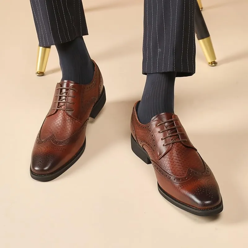 Men's Oxford Lace Up Shoes Soft Bottom Non-Slip British Retro Business Formal Casual Shoes Driving Work Shoes