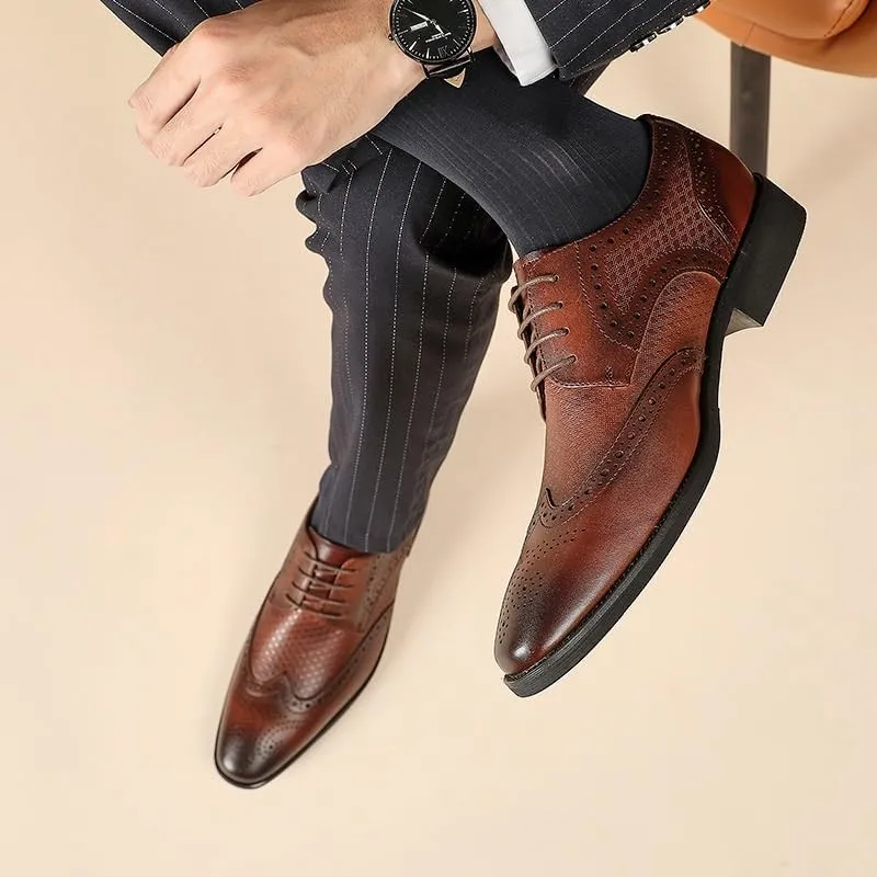 Men's Oxford Lace Up Shoes Soft Bottom Non-Slip British Retro Business Formal Casual Shoes Driving Work Shoes