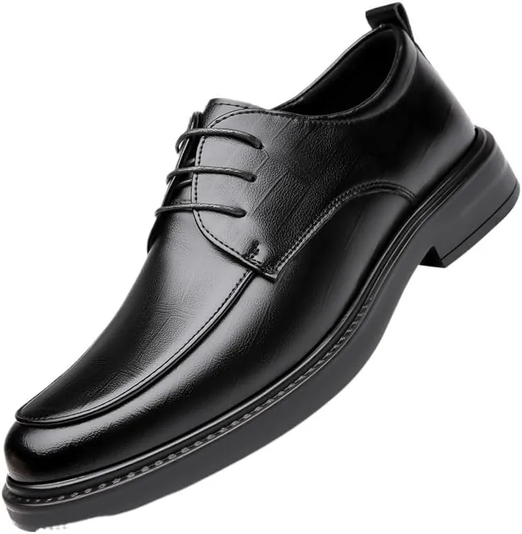 Men's Oxford Shoes Mens Patent Leather Wingtip Brogue Dress Shoes Lace-Up Lightweight Casual Walking Derby Shoes for Men(Black,8.5)
