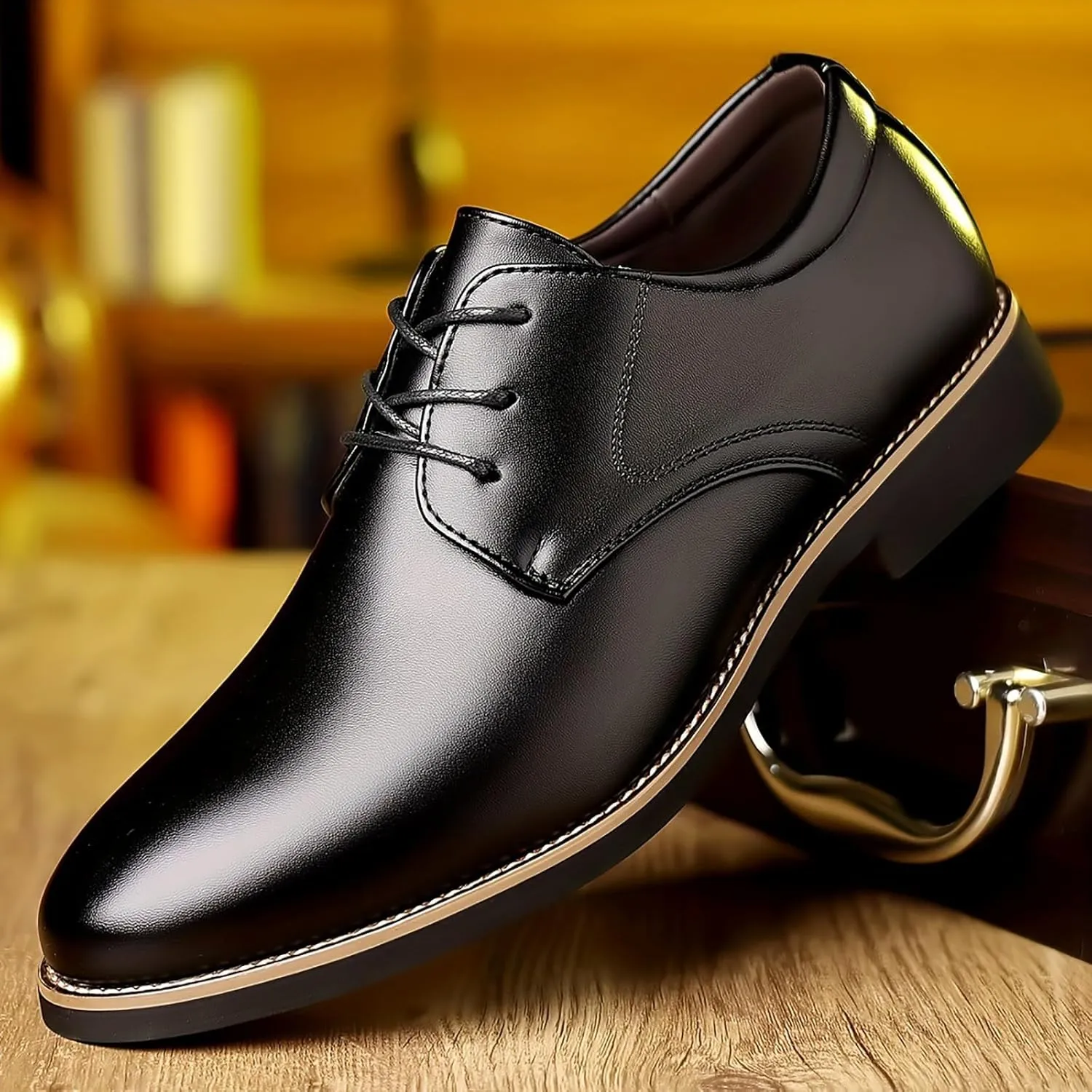 Men's Oxford Shoes PU Leather Dress Shoes for Comfortable Lace-up Derby Formal Business