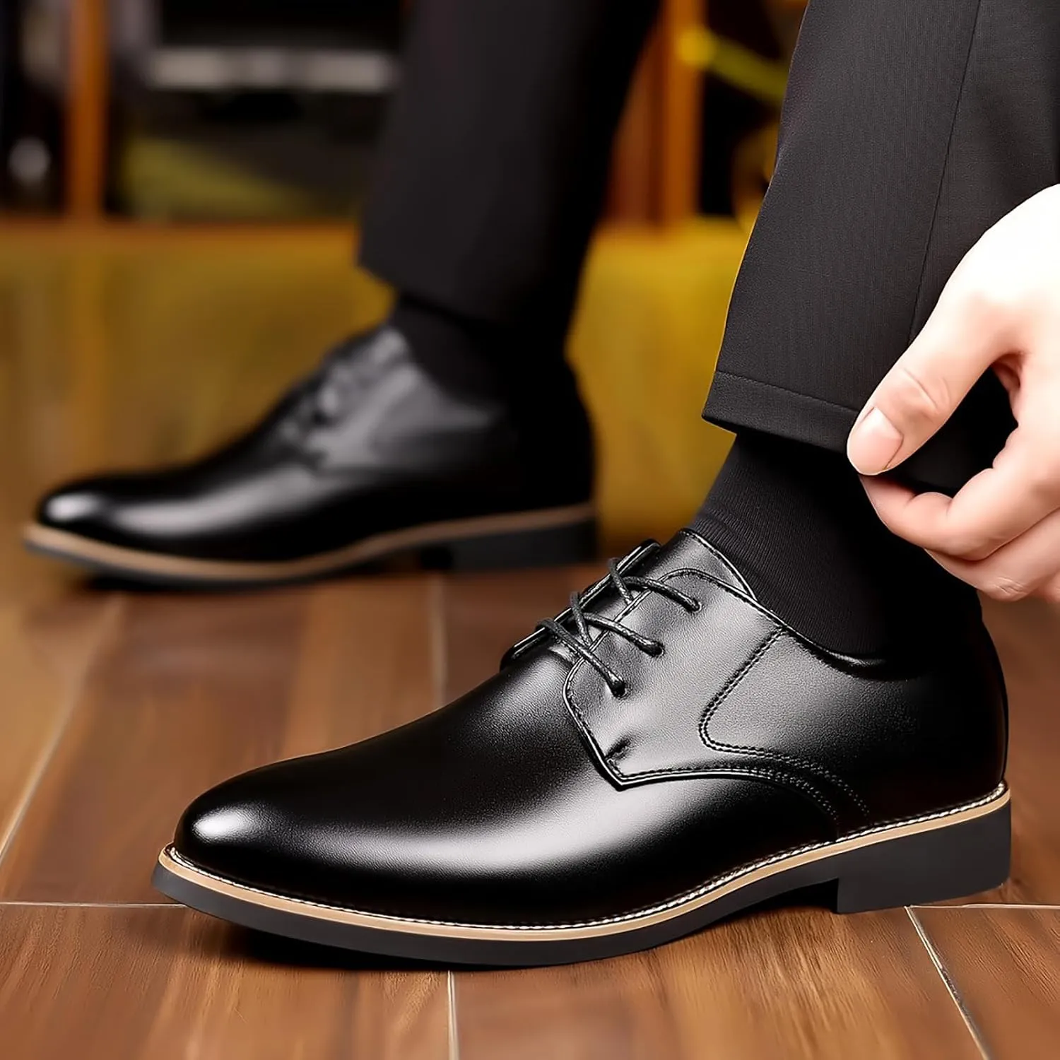 Men's Oxford Shoes PU Leather Dress Shoes for Comfortable Lace-up Derby Formal Business