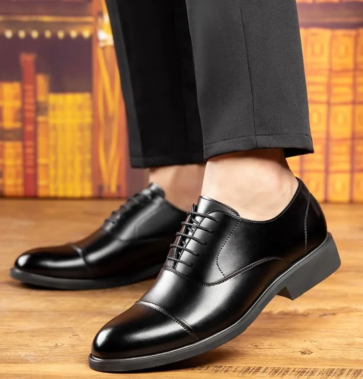 Men's Patent Leather Dress Shoes Mens Fashion Classic Pointed Toe Oxfords Shoes Comfort Hand Stitched Business Formal Lace Up Low Derby Shoes