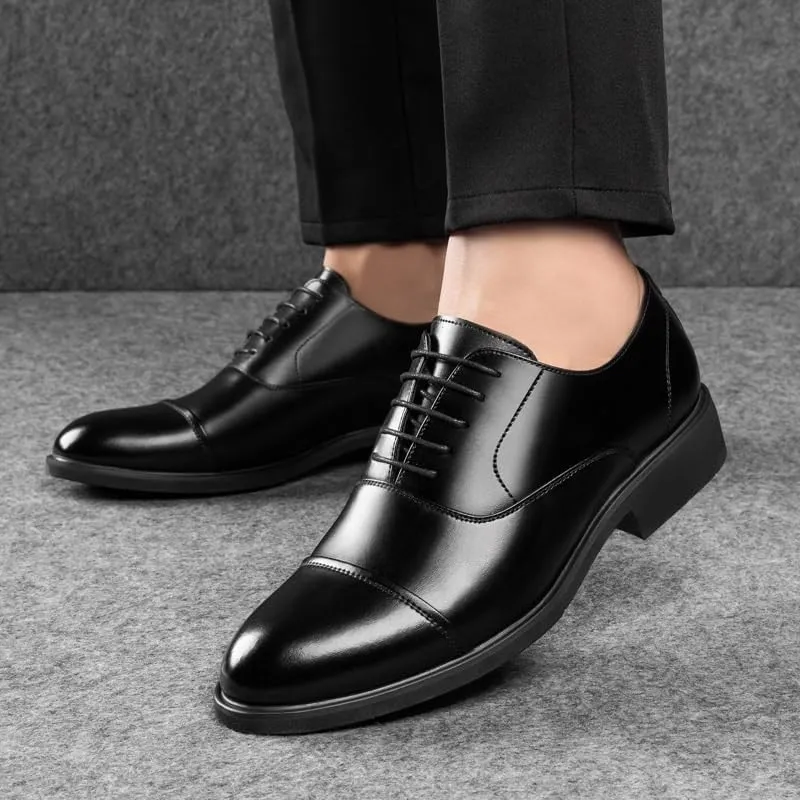Men's Patent Leather Dress Shoes Mens Fashion Classic Pointed Toe Oxfords Shoes Comfort Hand Stitched Business Formal Lace Up Low Derby Shoes