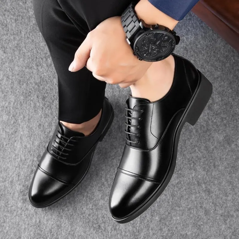 Men's Patent Leather Dress Shoes Mens Fashion Classic Pointed Toe Oxfords Shoes Comfort Hand Stitched Business Formal Lace Up Low Derby Shoes