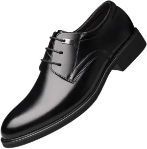 Men's Patent Leather Dress Shoes Mens Retro Formal Business Oxford Shoes Comfortable Height Increasing Non-Slip Softsole Walking Derby Shoes