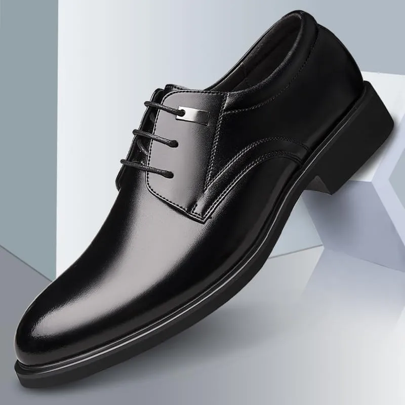 Men's Patent Leather Dress Shoes Mens Retro Formal Business Oxford Shoes Comfortable Height Increasing Non-Slip Softsole Walking Derby Shoes