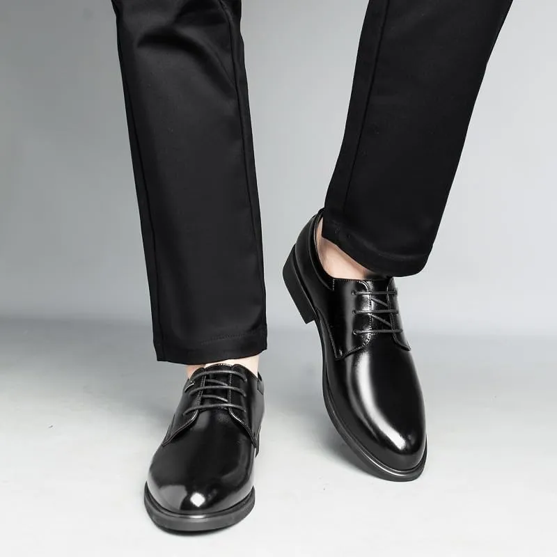Men's Patent Leather Dress Shoes Mens Retro Formal Business Oxford Shoes Comfortable Height Increasing Non-Slip Softsole Walking Derby Shoes