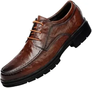Mens Pointed Toe Oxford Shoes Leather Lace Up Dress Shoes Slim Fit Business Formal Shoes for Wedding Work(9.5)
