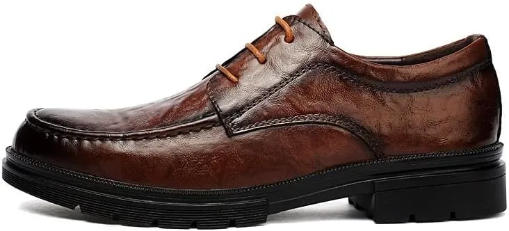 Mens Pointed Toe Oxford Shoes Leather Lace Up Dress Shoes Slim Fit Business Formal Shoes for Wedding Work(9.5)