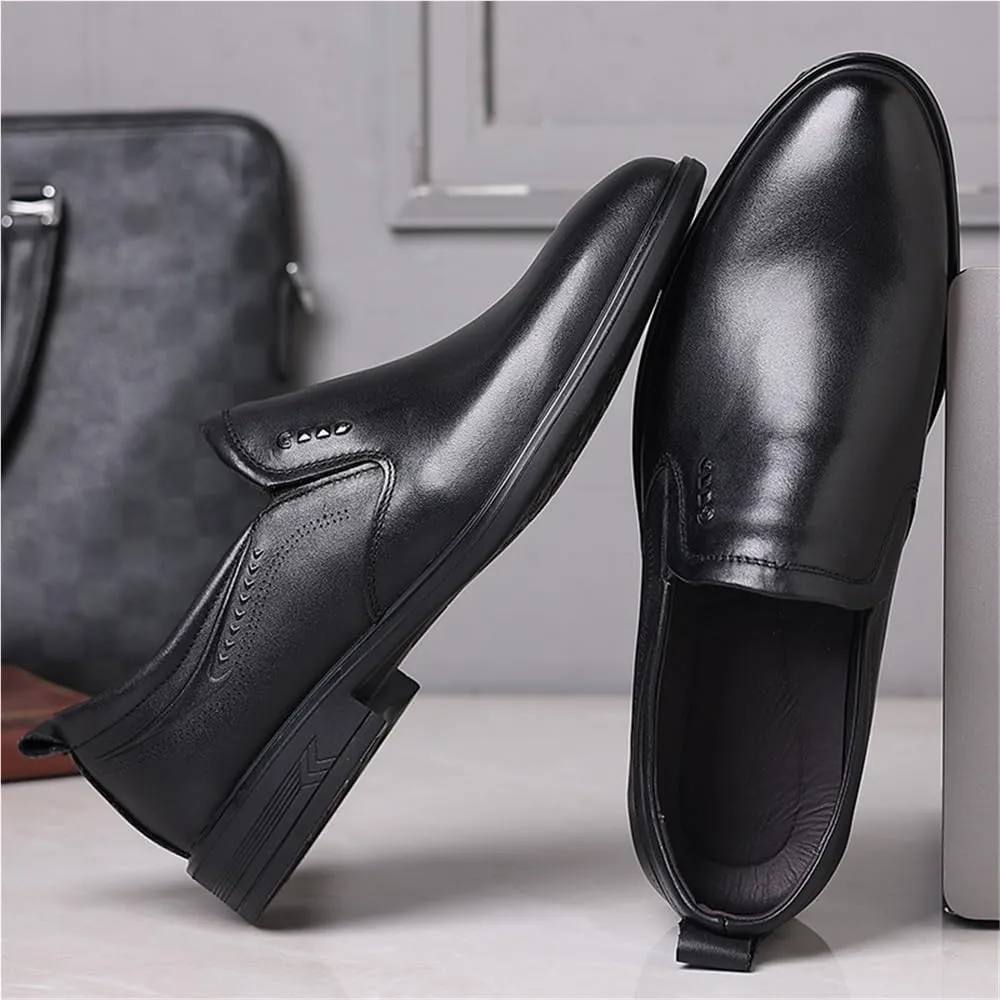 Mens Slip On Lace Up Pointed Toe Dress Shoes Genuine Leather Top Grain Business Formal Derby Office Wedding