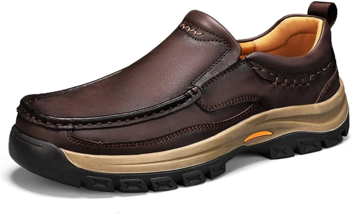 Men's Slip - On Leather Outdoor Comfortable Casual Hiking Shoes for Work Office and Beyond