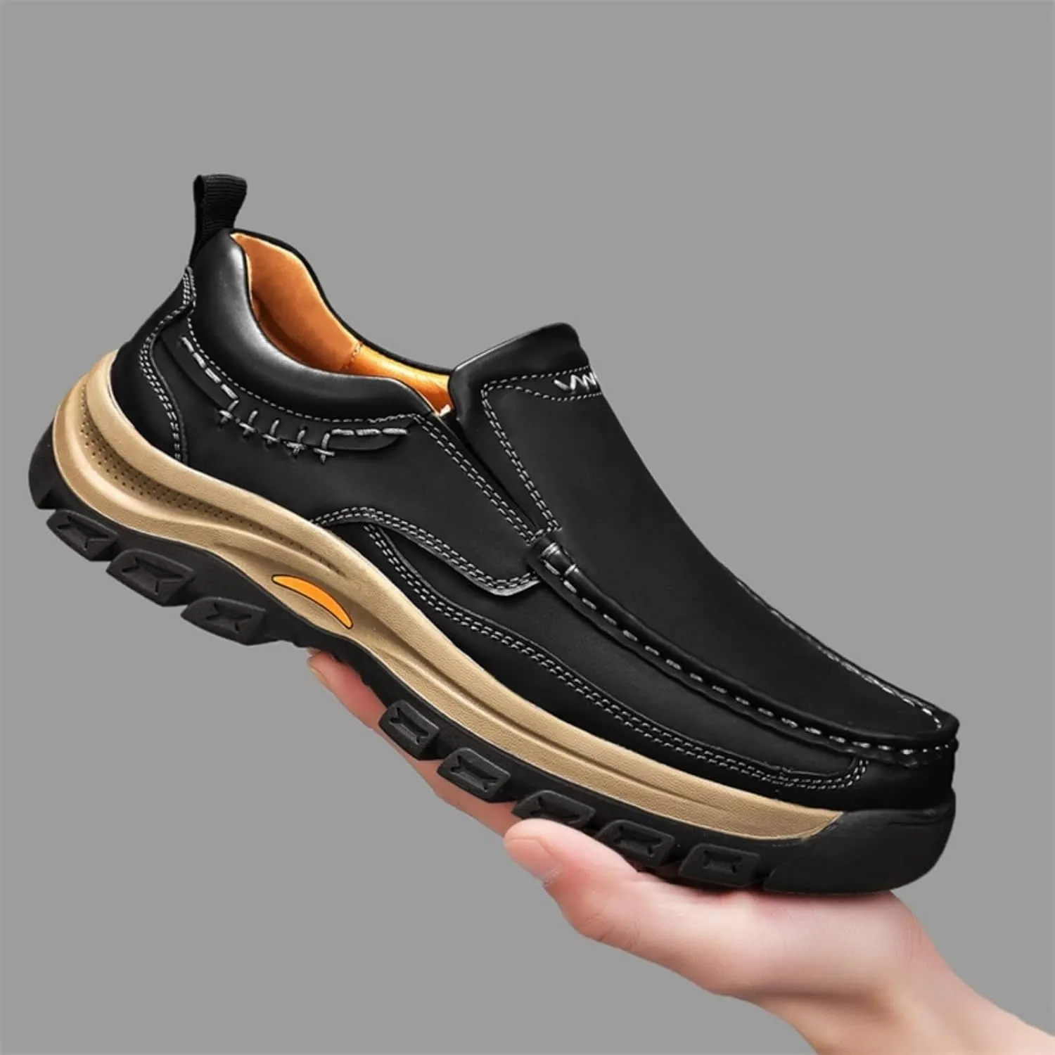 Men's Slip - On Leather Outdoor Comfortable Casual Hiking Shoes for Work Office and Beyond
